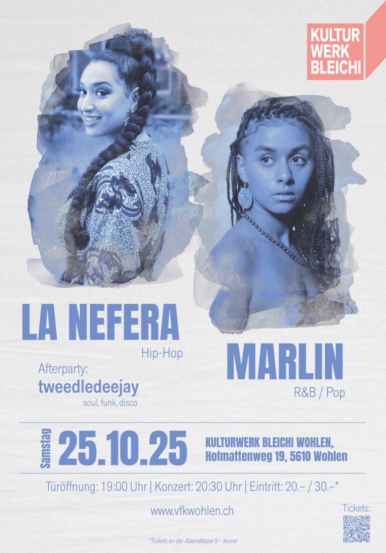 Plakat La Nefera & Marlin, 25. Oktober 2025, Kulturwerk Bleichi Wohlen
